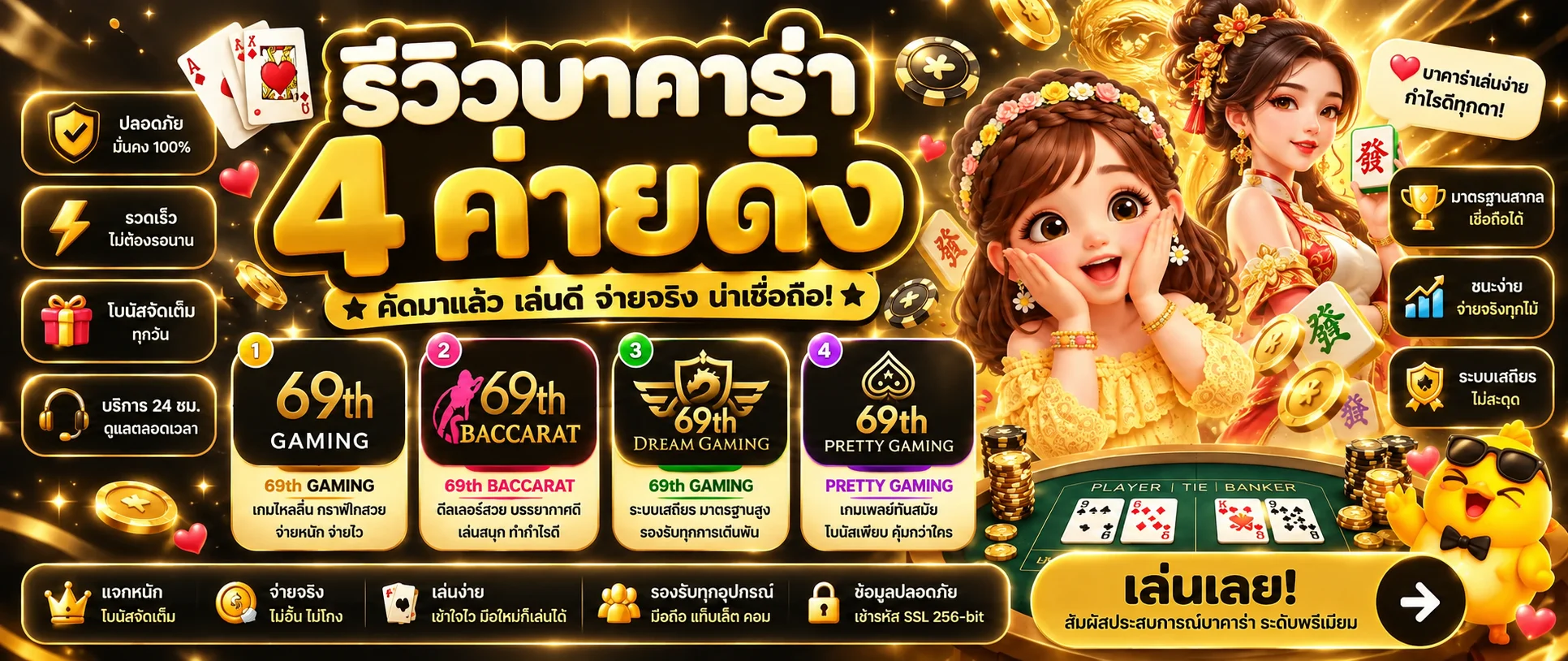 แบนเนอร์คาสิโน 69th พร้อมเกมโต๊ะ