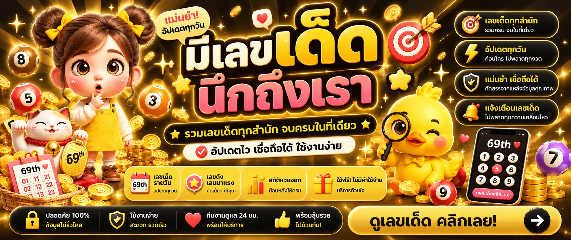 แบนเนอร์หวย 69th สำหรับตรวจผล
